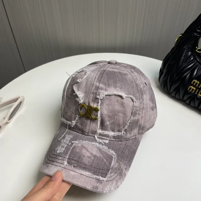 Gray Gold Distressed Denim Patchwork Construction Baseball Cap 9