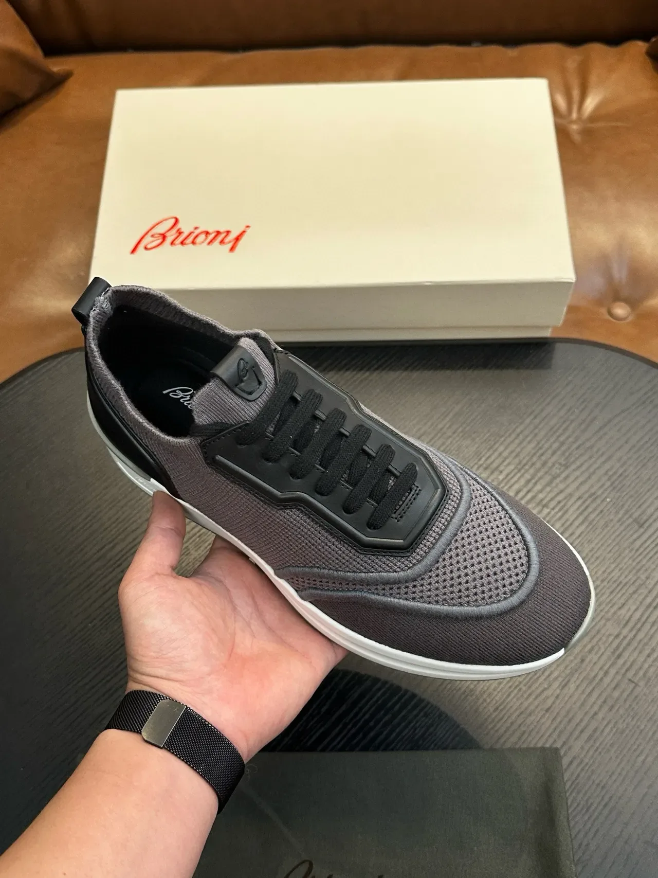 Gray Mesh and Black Overlay Lifestyle Sneakers 3