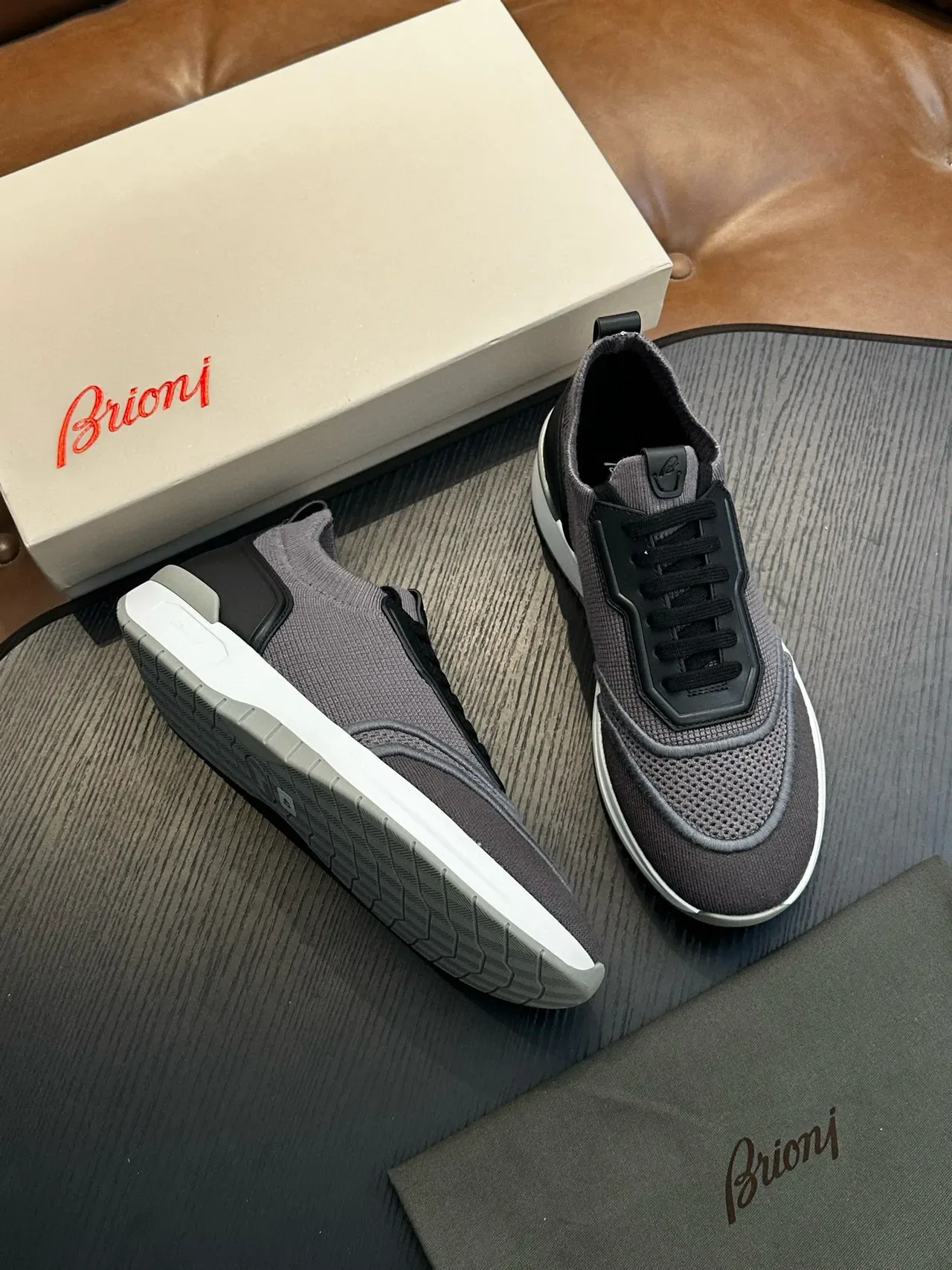 Gray Mesh and Black Overlay Lifestyle Sneakers 4
