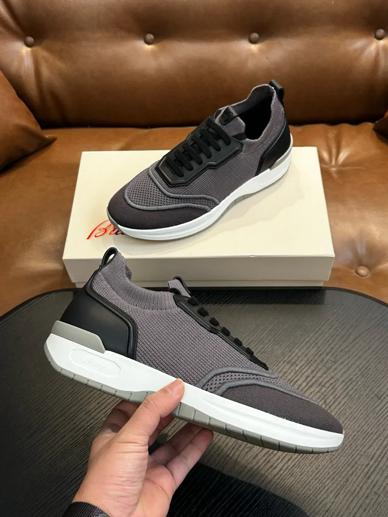 Gray Mesh and Black Overlay Lifestyle Sneakers 5