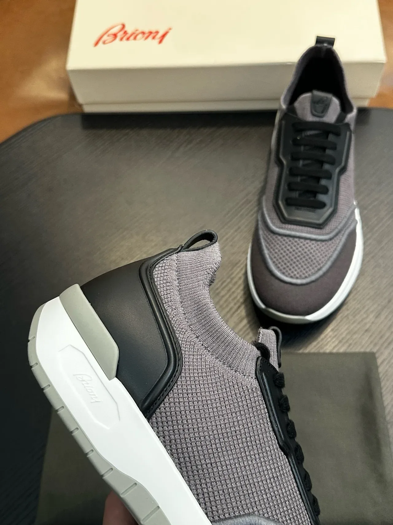Gray Mesh and Black Overlay Lifestyle Sneakers 7