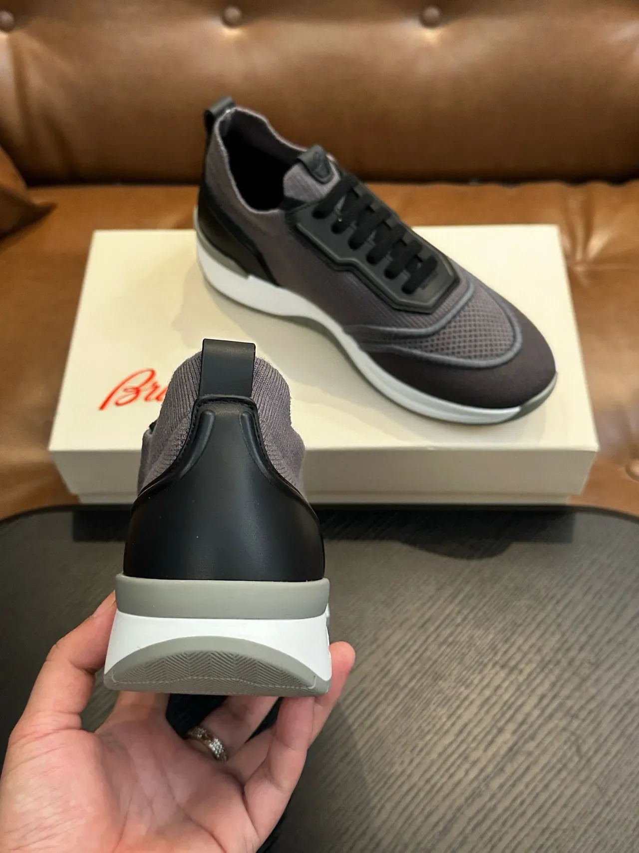 Gray Mesh and Black Overlay Lifestyle Sneakers 8
