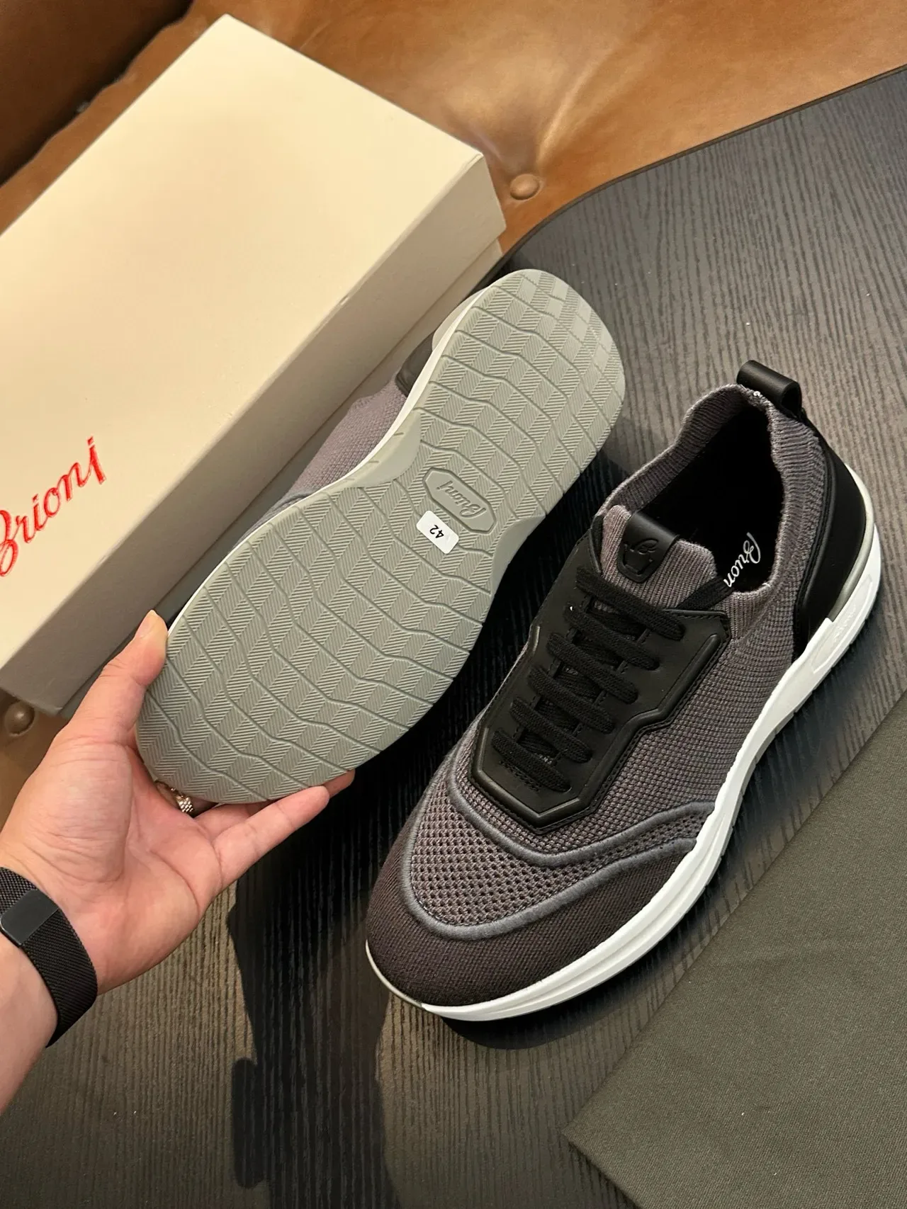 Gray Mesh and Black Overlay Lifestyle Sneakers 9