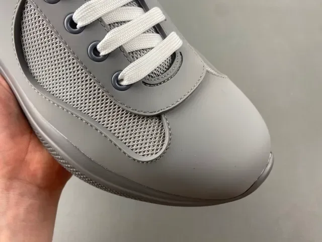 Gray Mesh-and-Synthetic Overlay Lace-Up Sneaker 2