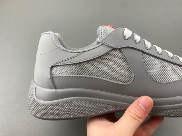 Gray Mesh-and-Synthetic Overlay Lace-Up Sneaker 3