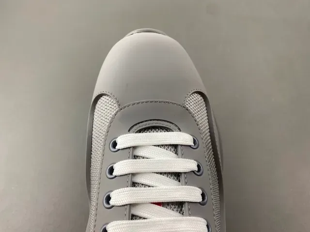 Gray Mesh-and-Synthetic Overlay Lace-Up Sneaker 5