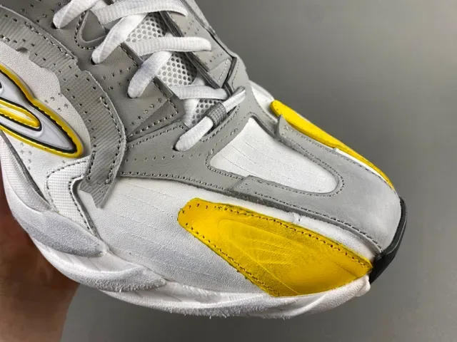 Gray Yellow Oversized Sculpted Midsole Layered Synthetic And Textile Upper Chunky Sneakers 2