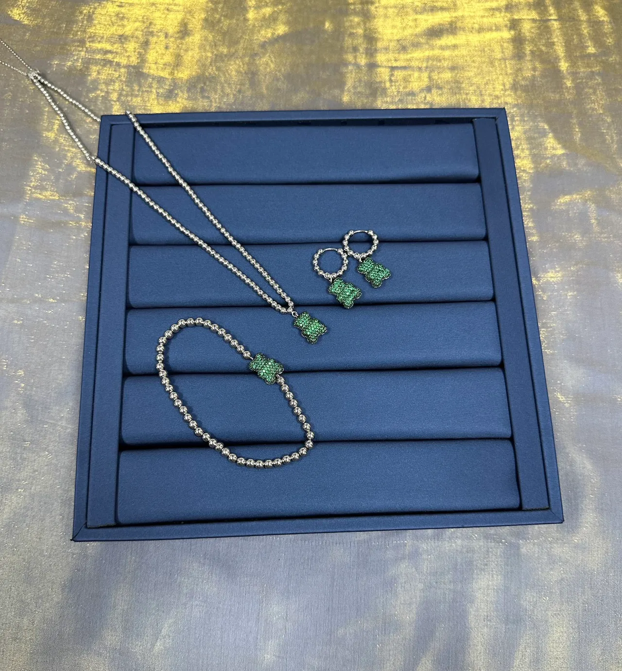 Green Crystal Gummy Bear Charm Earrings 8
