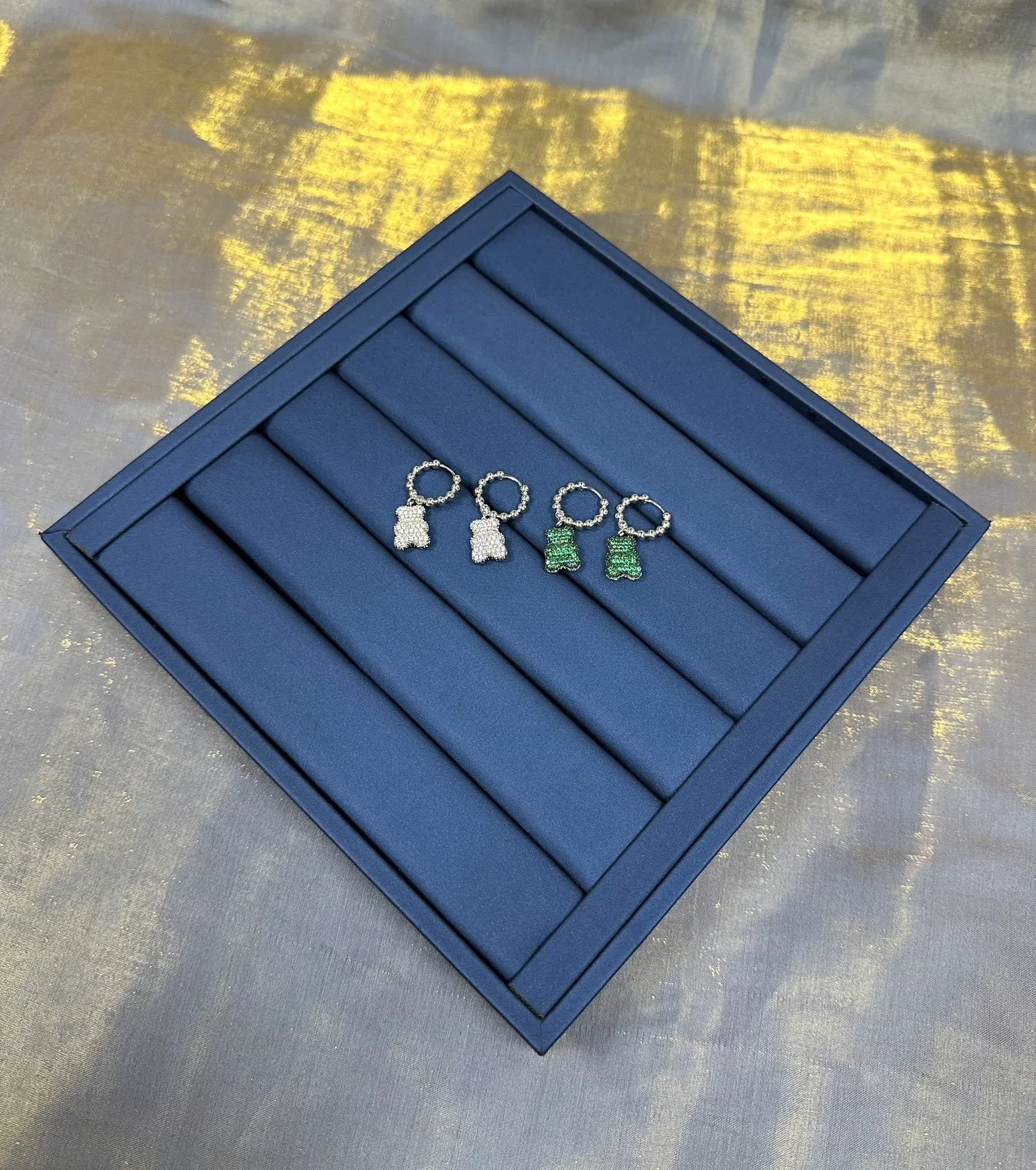 Green Crystal Gummy Bear Charm Earrings 9