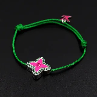 Pulsera de cordón trenzado verde rosa con cierre de nudo ajustable