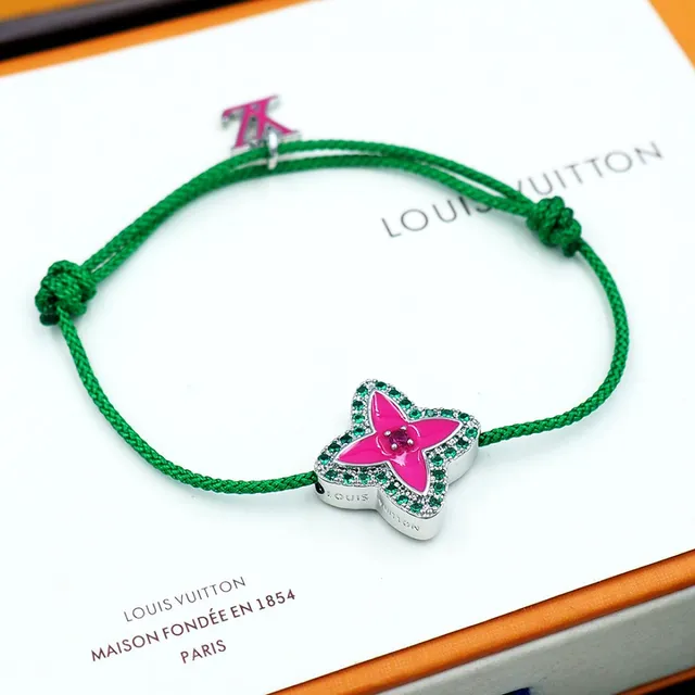 Green Pink Braided Cord Adjustable Knot Closure Bracelet 3