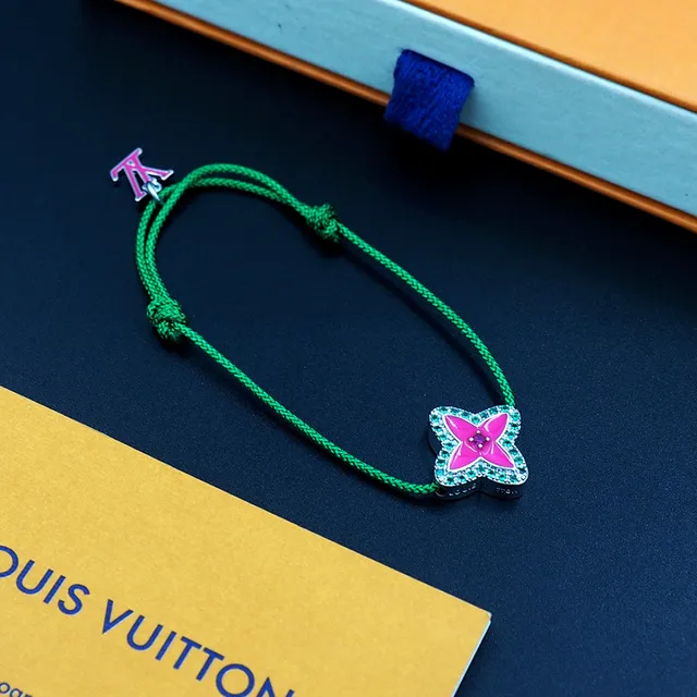 Green Pink Braided Cord Adjustable Knot Closure Bracelet 7