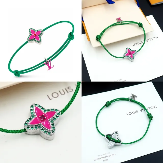 Green Pink Braided Cord Adjustable Knot Closure Bracelet 12