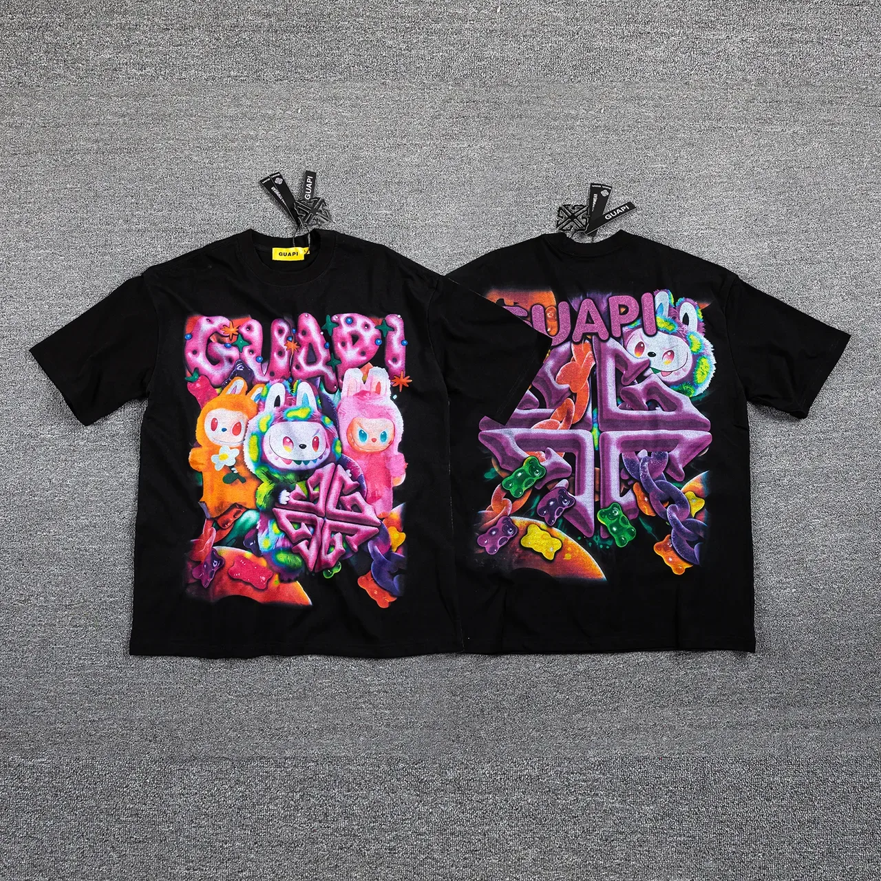 GUAPI Graphic Print Oversized Multicolor Candy Character T-Shirt 1