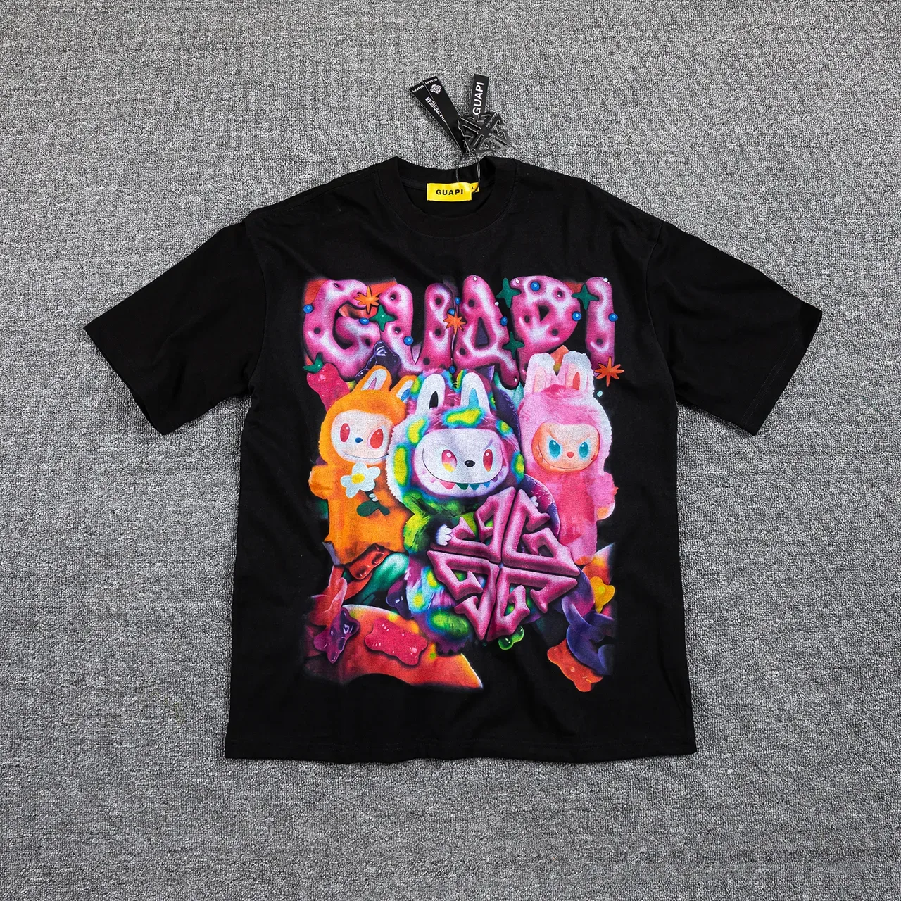 GUAPI Graphic Print Oversized Multicolor Candy Character T-Shirt 2