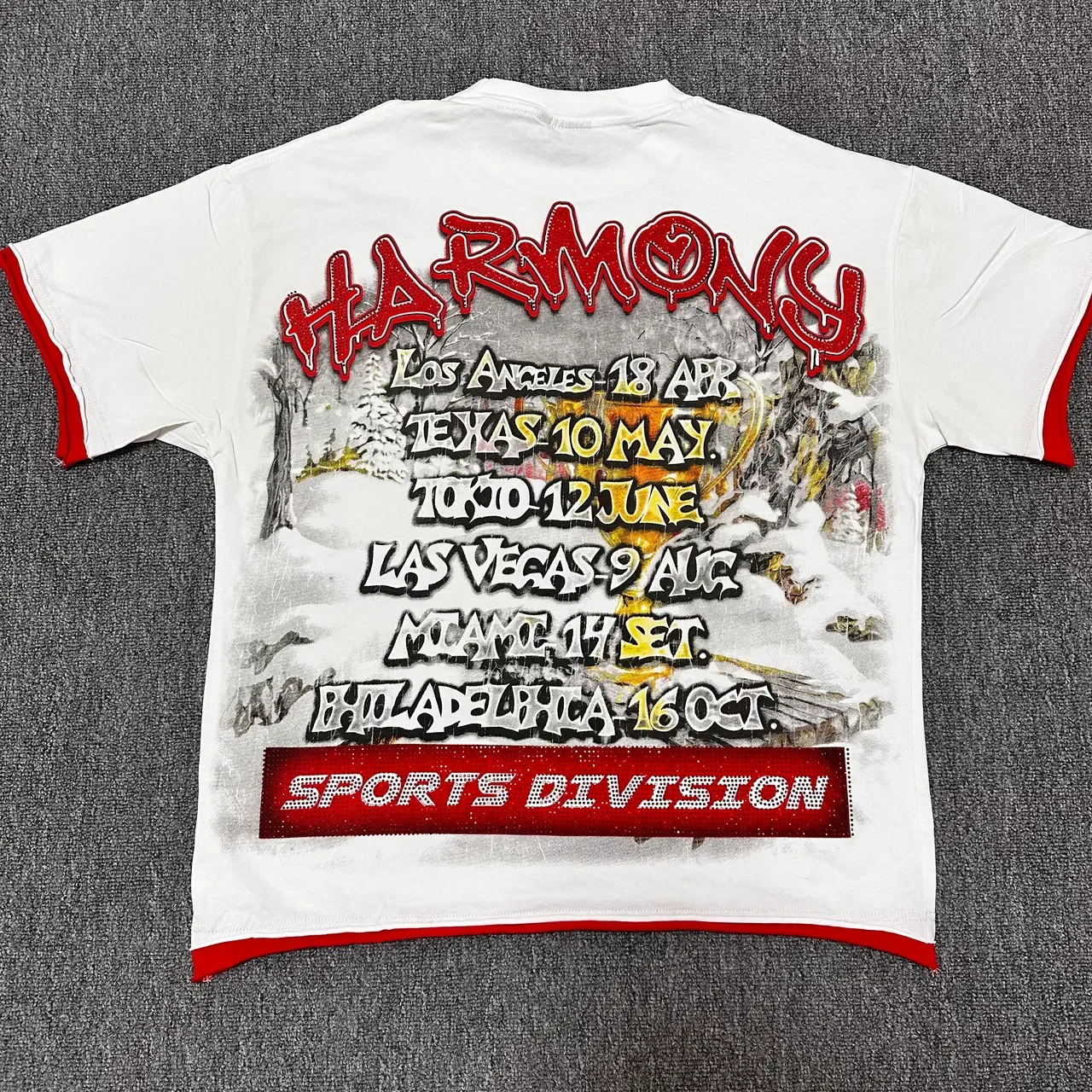 HARMONY Graphic-Print Ringer-Trim Oversized T-Shirt 2