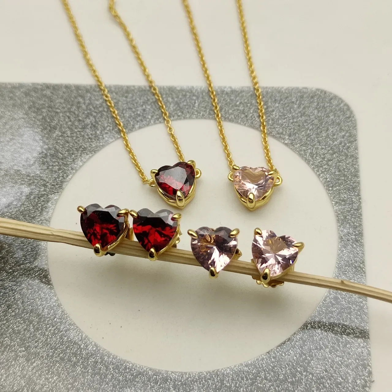 Heart-Shaped Red Gemstone Pendant Necklace 6