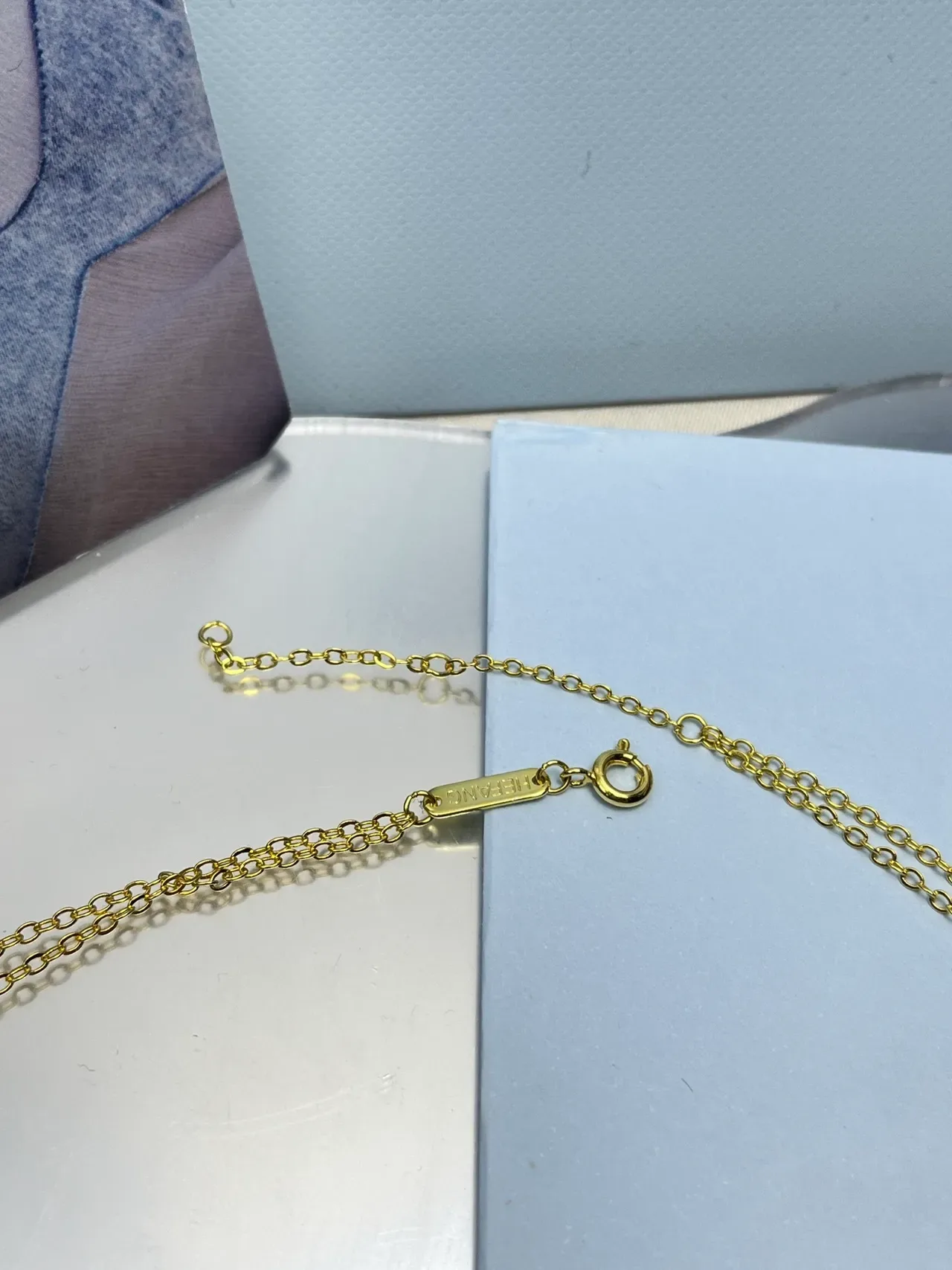 HEFANG Double-Layer Gold-Tone Teardrop and Square Crystal Necklace 6