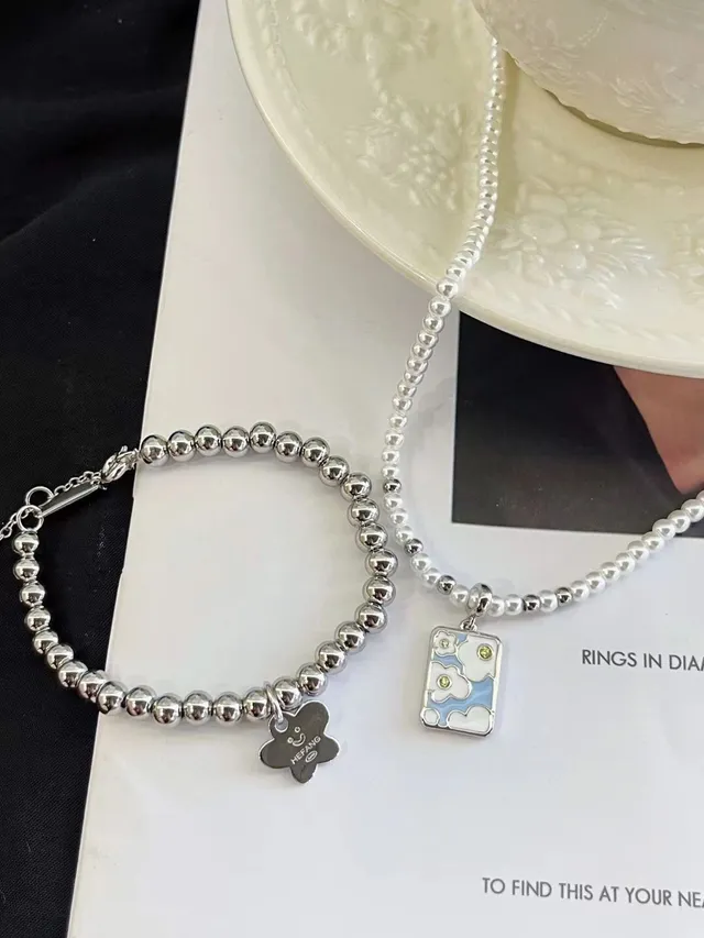 HEFANG Healing Smile Little Flower Silver Beaded Bracelet 7