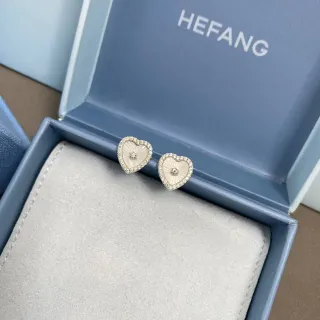 HEFANG Heart-Shaped Pavé Crystal and Enamel Stud Earrings