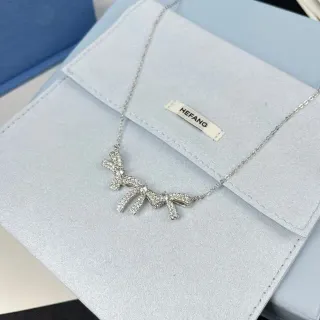HEFANG Pavé Collier avec Nœud Cristal