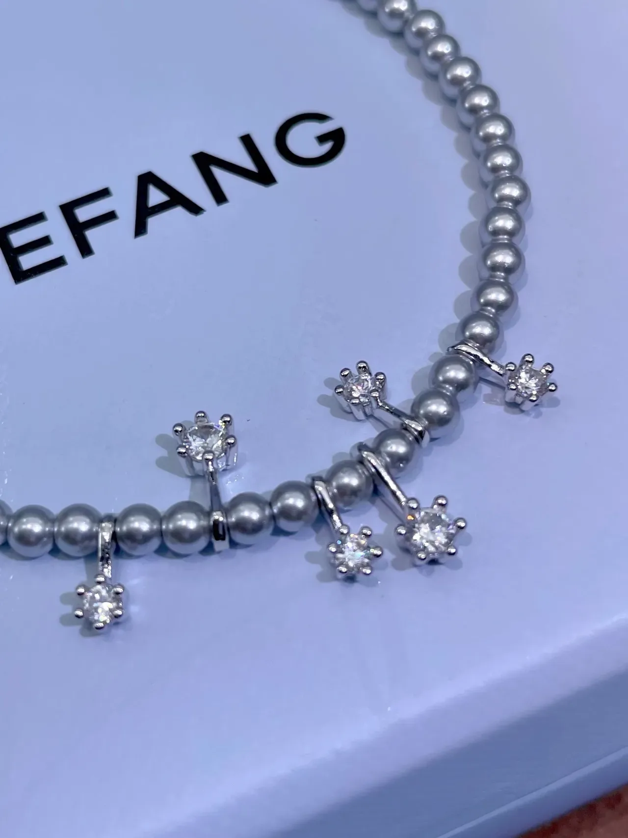 HEFANG Pearl Beaded Crystal Charm Bracelet 6