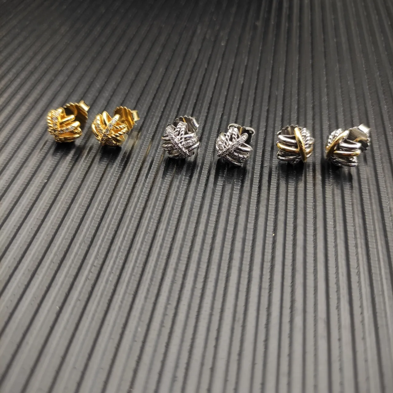 Interwoven Twisted Band Pavé Stud Earrings 4