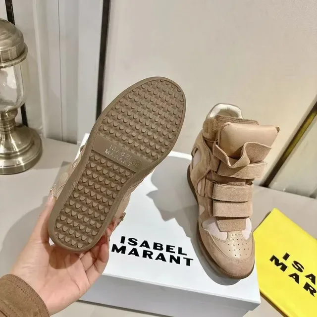 Isabel Marant Beige Pink Wedge Heel Suede Upper Lifestyle Sneakers 2