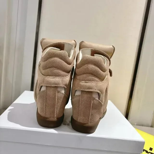 Isabel Marant Beige Pink Wedge Heel Suede Upper Lifestyle Sneakers 3