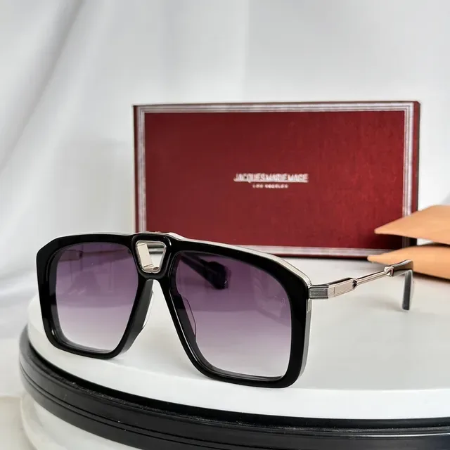 Jacques Marie Mage Orange Black Oversized Angular Frame Gradient Lenses Sunglasses 5