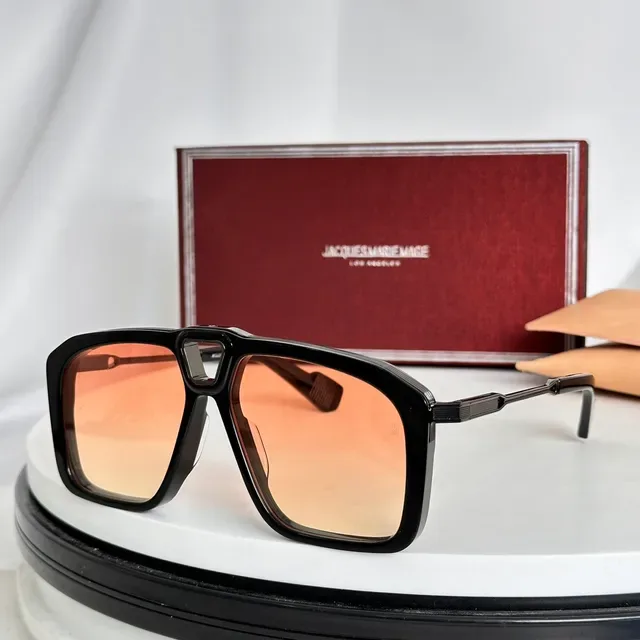 Jacques Marie Mage Orange Black Oversized Angular Frame Gradient Lenses Sunglasses 8