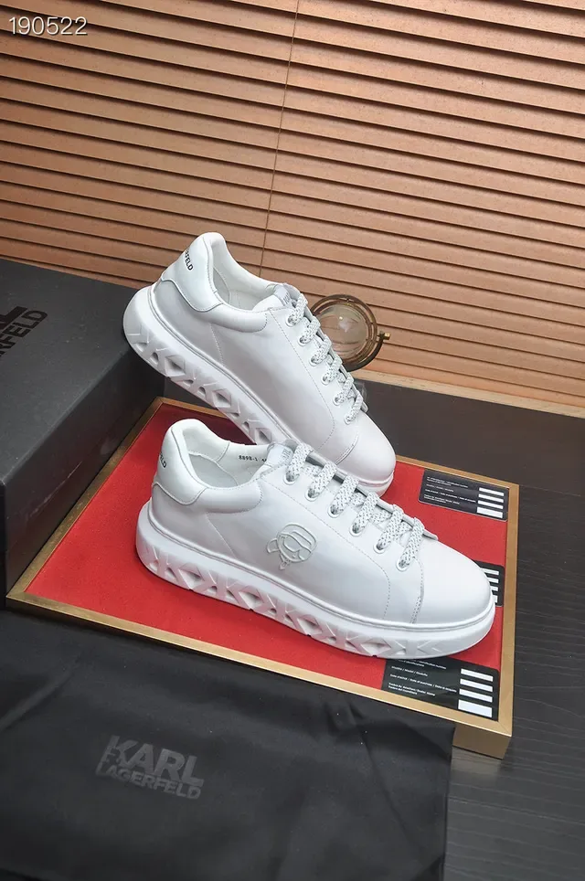 Karl Lagerfeld White Leather Upper Embossed Head Logo Lifestyle Sneakers 5