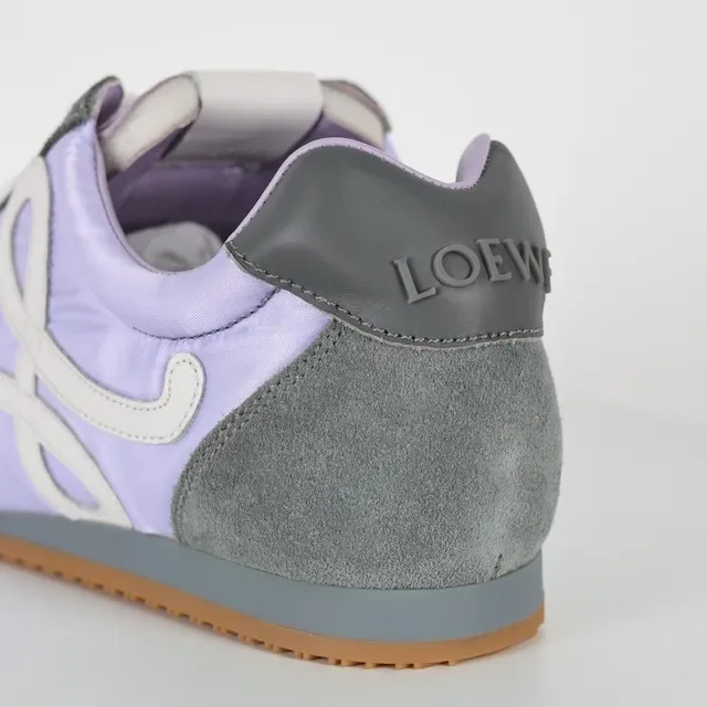 Lavender and Gray Mixed-Material Retro Runner Sneakers 4