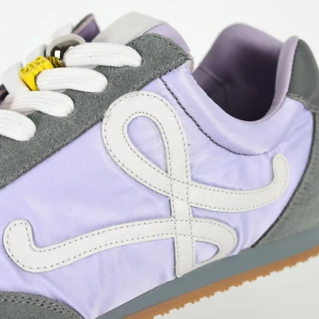 Lavender and Gray Mixed-Material Retro Runner Sneakers 6