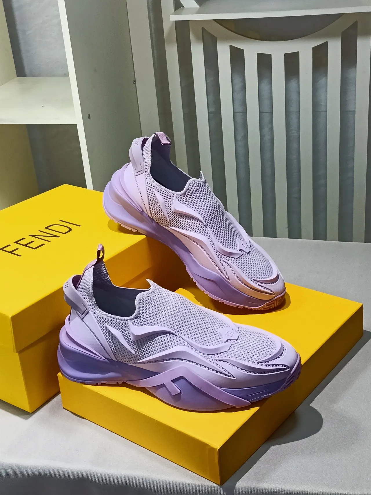 Lavender Slip-On Knit Chunky Sneaker 7