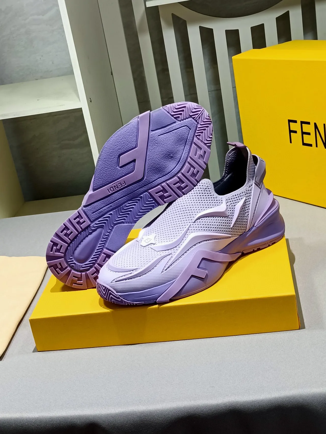 Lavender Slip-On Knit Chunky Sneaker 9