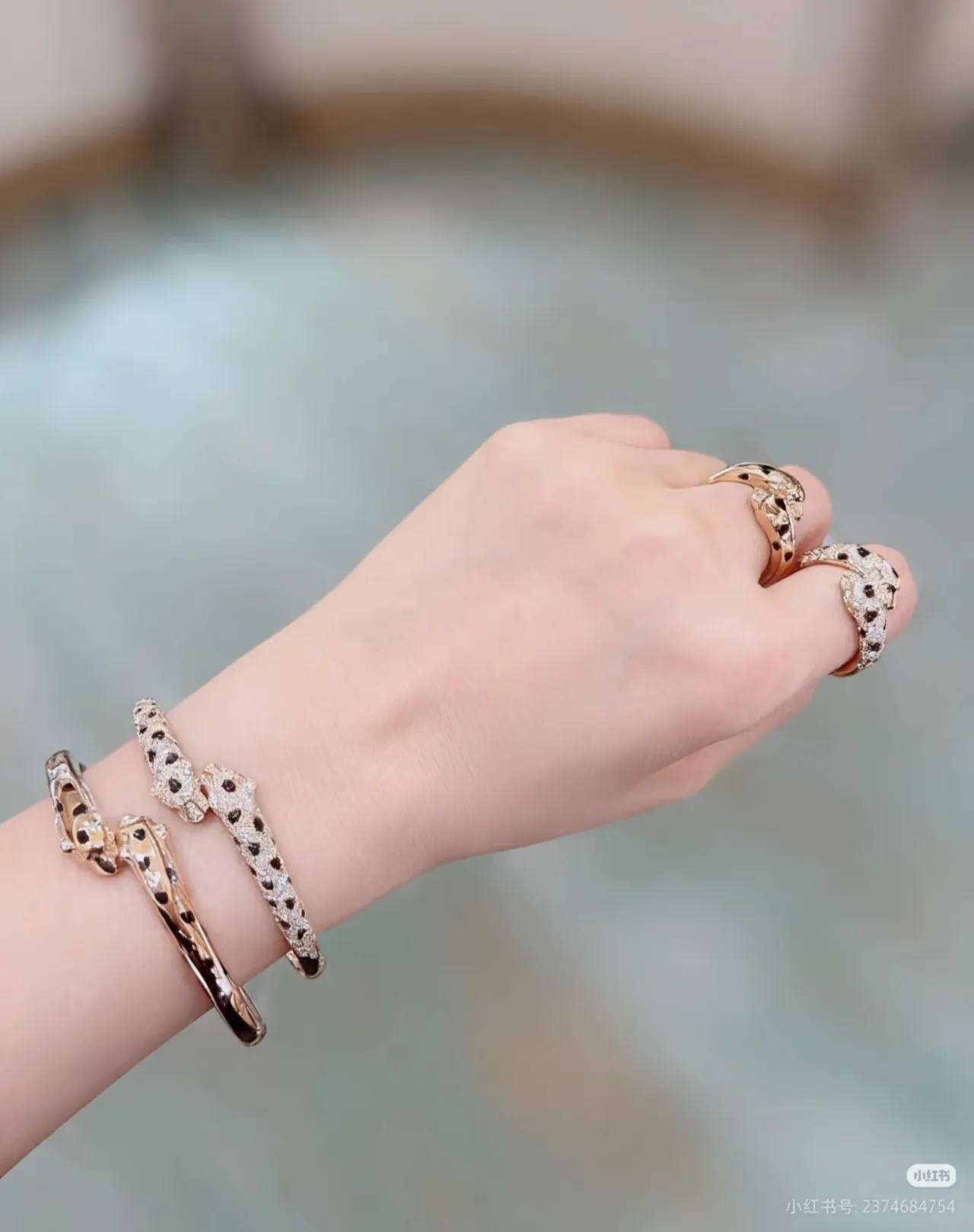 Leopard-Spot Pavé Animal-Head Bangle Bracelets 6