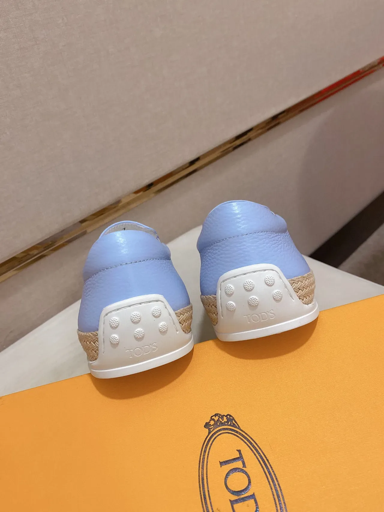 Light Blue Pebbled Leather Slip-On Boat Shoe 3