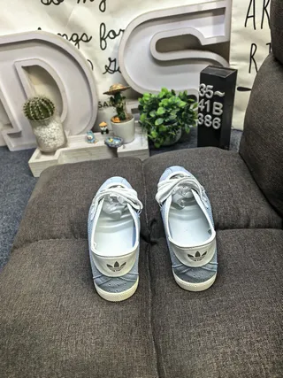 Light Blue Perforated Strap-Closure Low-Top Sneakers 8