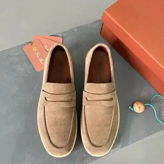 Love Brand पेनी लोअफर Beige White स्यूड अपर पट्टी लोअफर