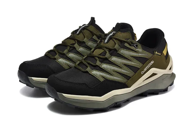 LOWA Black Gray Low-Top Hiking Sneaker GORE-TEX Lined Sneakers 14