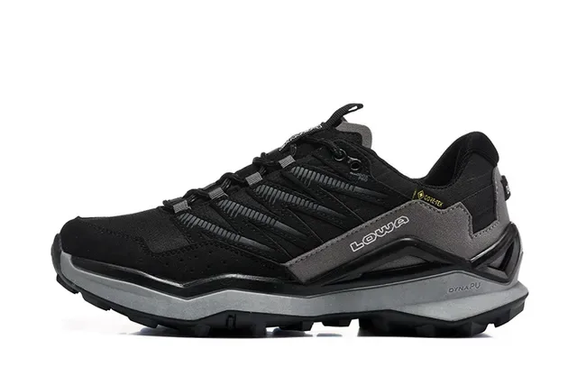 LOWA Black Gray Low-Top Hiking Sneaker GORE-TEX Lined Sneakers 20