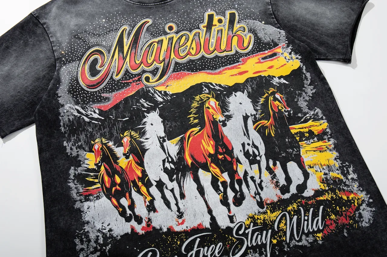 Majestik Distressed Black Double-Sided Graphic Print T-Shirt 7