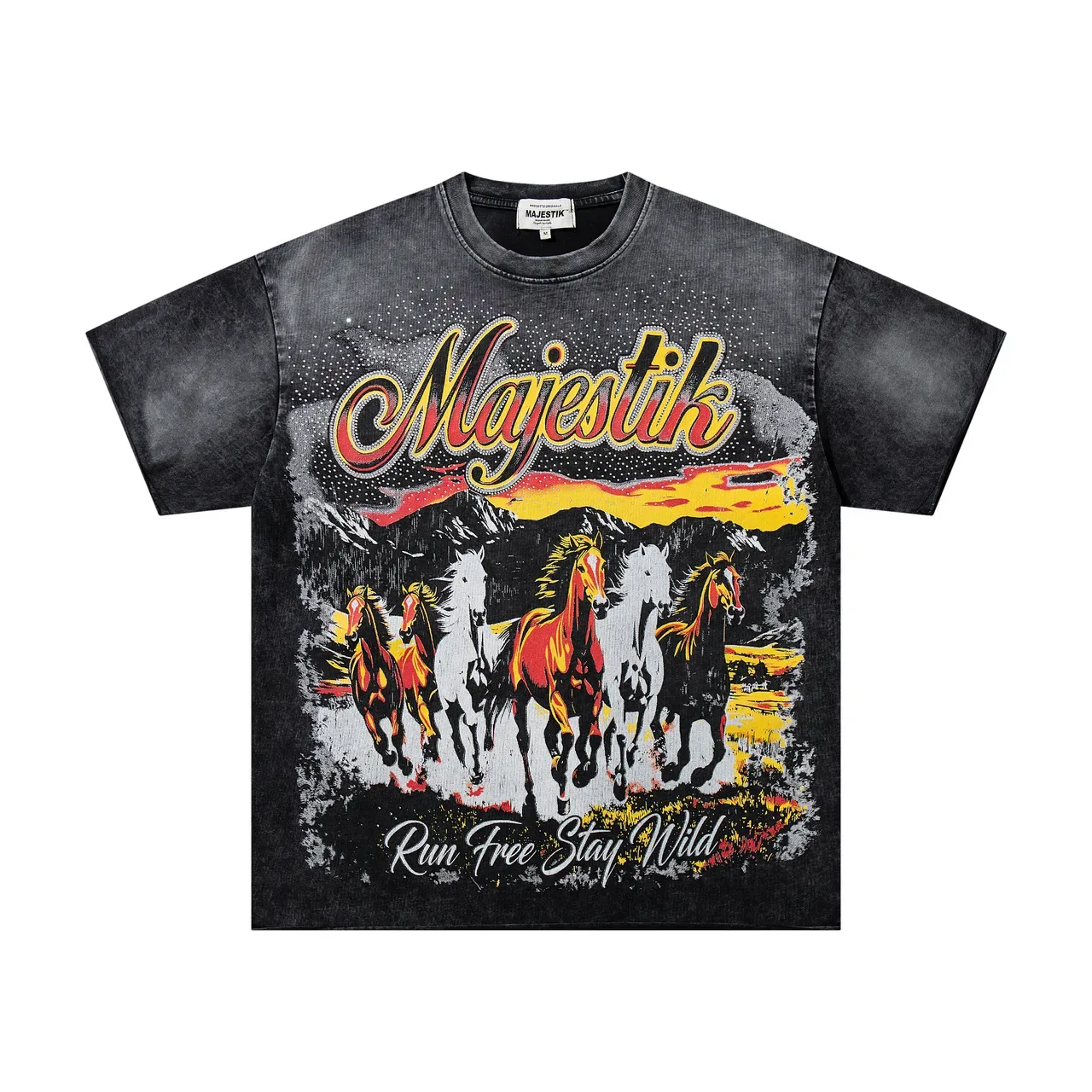 Majestik Distressed Black Double-Sided Graphic Print T-Shirt 13