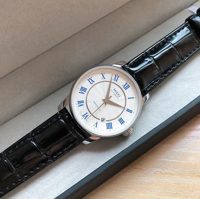 Mido Baroncelli White Dial Blue Roman Numerals Mechanical Watch 2