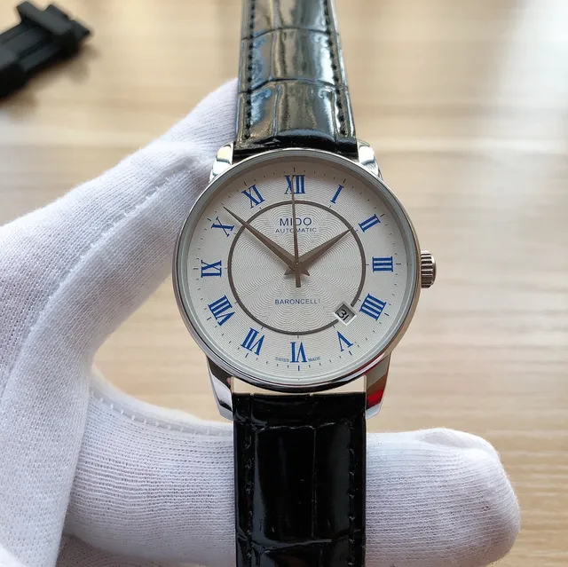 Mido Baroncelli White Dial Blue Roman Numerals Mechanical Watch 9