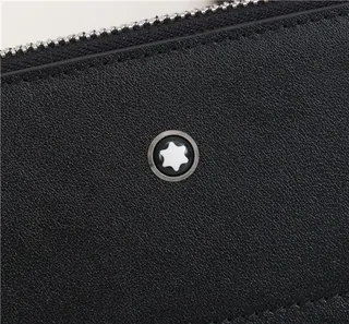 Montblanc Black Silver Rectangular Silhouette Smooth Leather Envelope Clutch 7