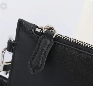 Montblanc Black Silver Rectangular Silhouette Smooth Leather Envelope Clutch 8
