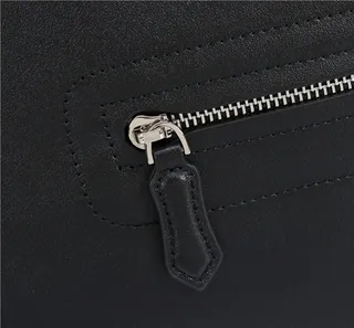 Montblanc Black Silver Rectangular Silhouette Smooth Leather Envelope Clutch 9