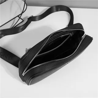 Montblanc Black Structured Rectangular Silhouette Textured Material Messenger Bag 3
